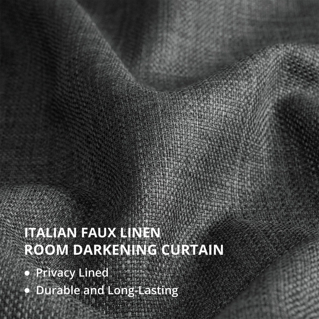 Rideaux occultants en faux lin italien Exclusive Fabrics pour chambre et salon - Rideaux de fenêtre à panneau unique