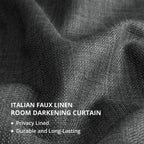 Rideaux occultants en faux lin italien Exclusive Fabrics pour chambre et salon - Rideaux de fenêtre à panneau unique