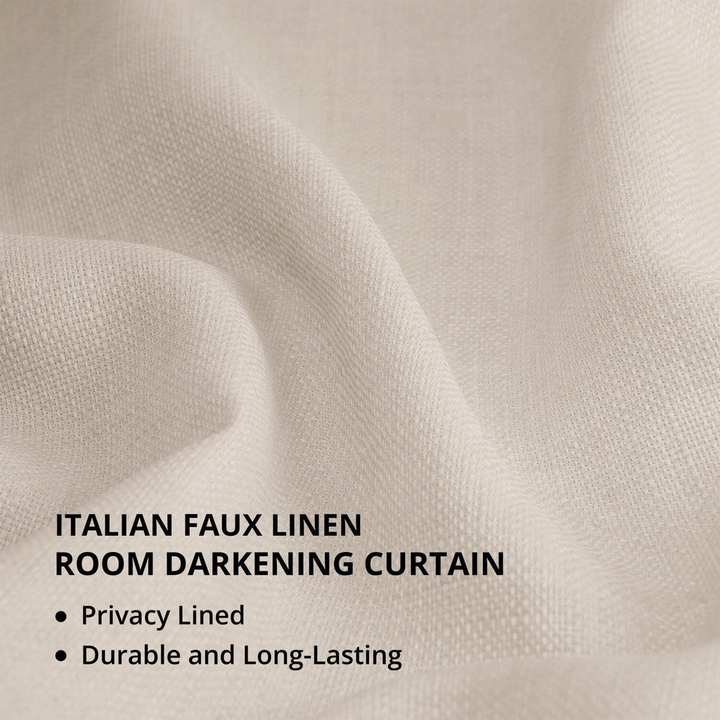 Rideaux occultants en faux lin italien Exclusive Fabrics pour chambre et salon - Rideaux de fenêtre à panneau unique