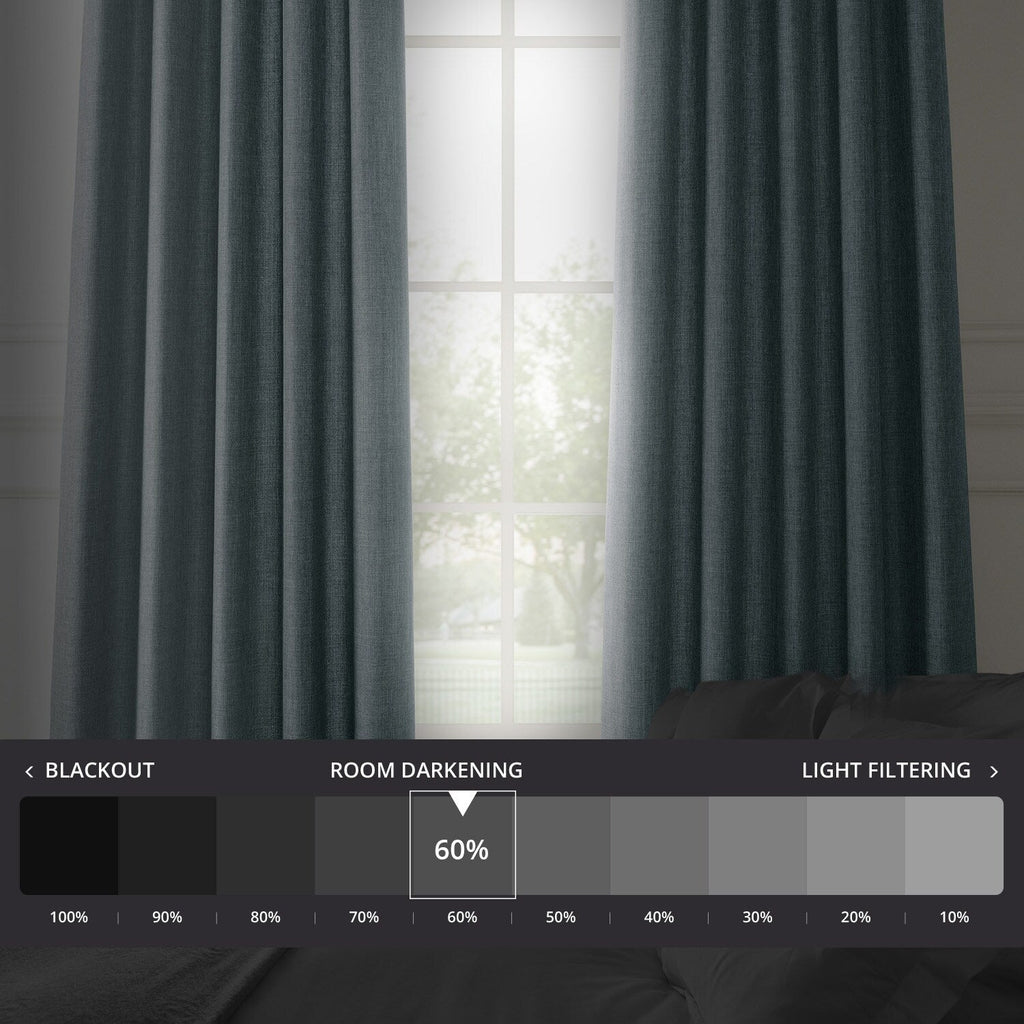 Rideaux occultants en faux lin italien Exclusive Fabrics pour chambre et salon - Rideaux de fenêtre à panneau unique