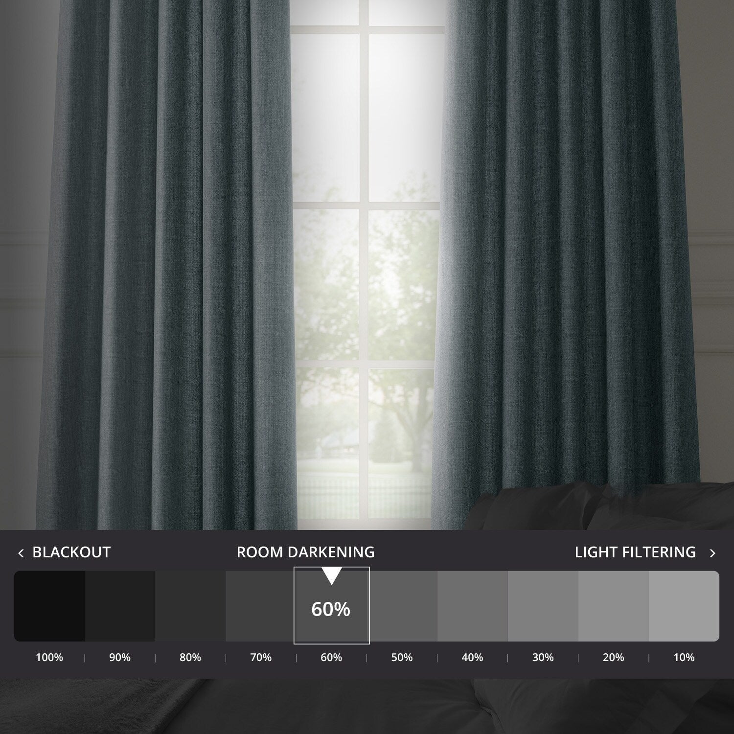 Rideaux occultants en faux lin italien Exclusive Fabrics pour chambre et salon - Rideaux de fenêtre à panneau unique