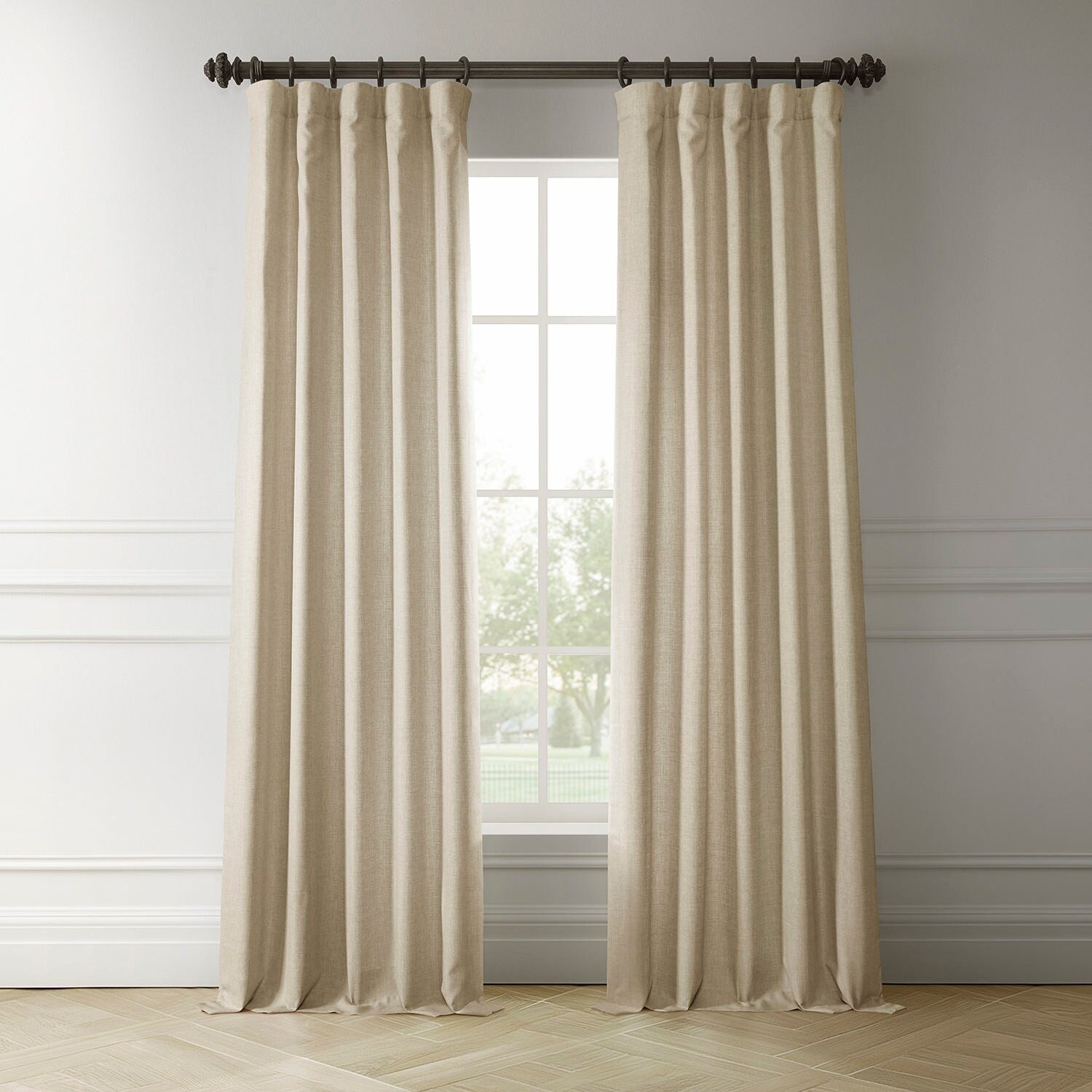 Rideaux occultants en faux lin italien Exclusive Fabrics pour chambre et salon - Rideaux de fenêtre à panneau unique