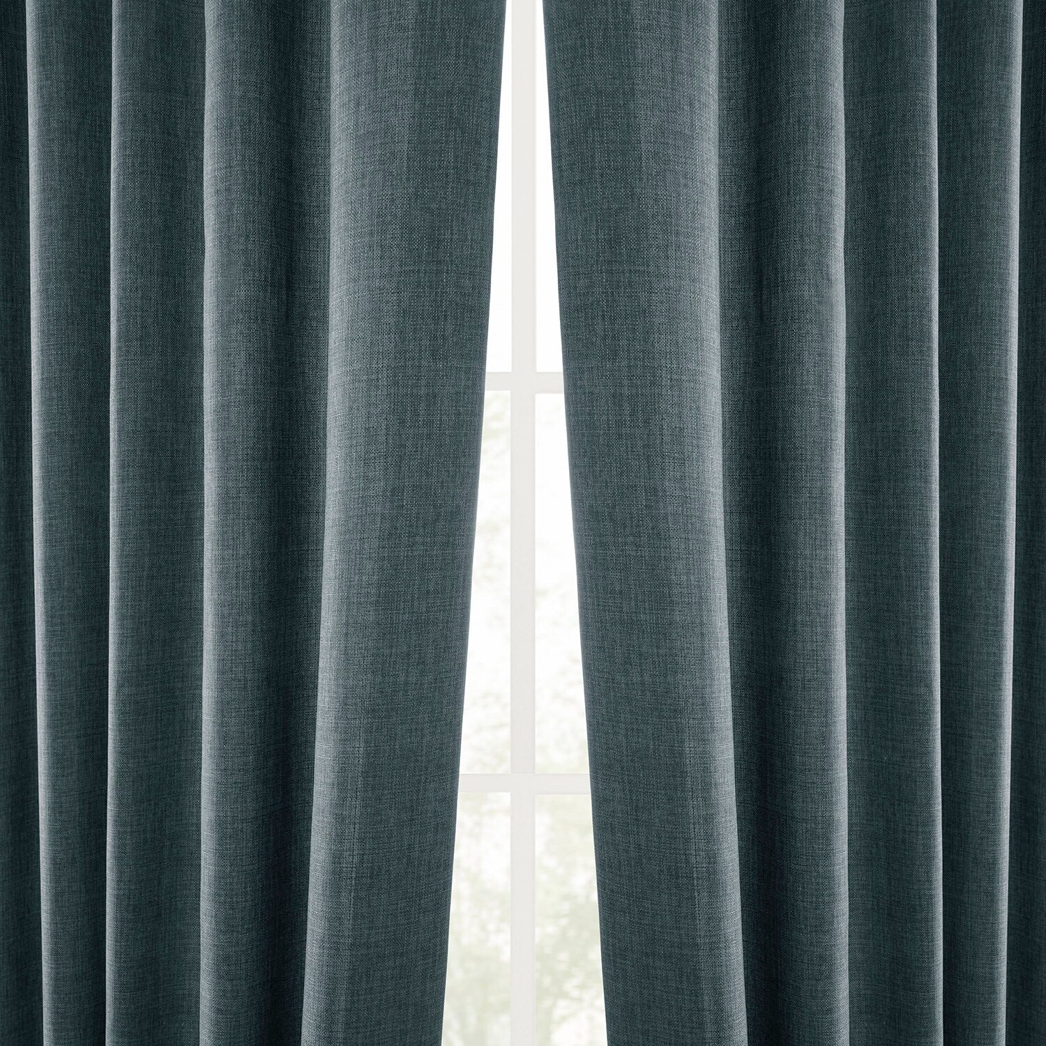 Rideaux occultants en faux lin italien Exclusive Fabrics pour chambre et salon - Rideaux de fenêtre à panneau unique