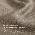 Rideaux occultants en faux lin italien Exclusive Fabrics pour chambre et salon - Rideaux de fenêtre à panneau unique