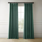 Rideaux occultants en faux lin italien Exclusive Fabrics pour chambre et salon - Rideaux de fenêtre à panneau unique