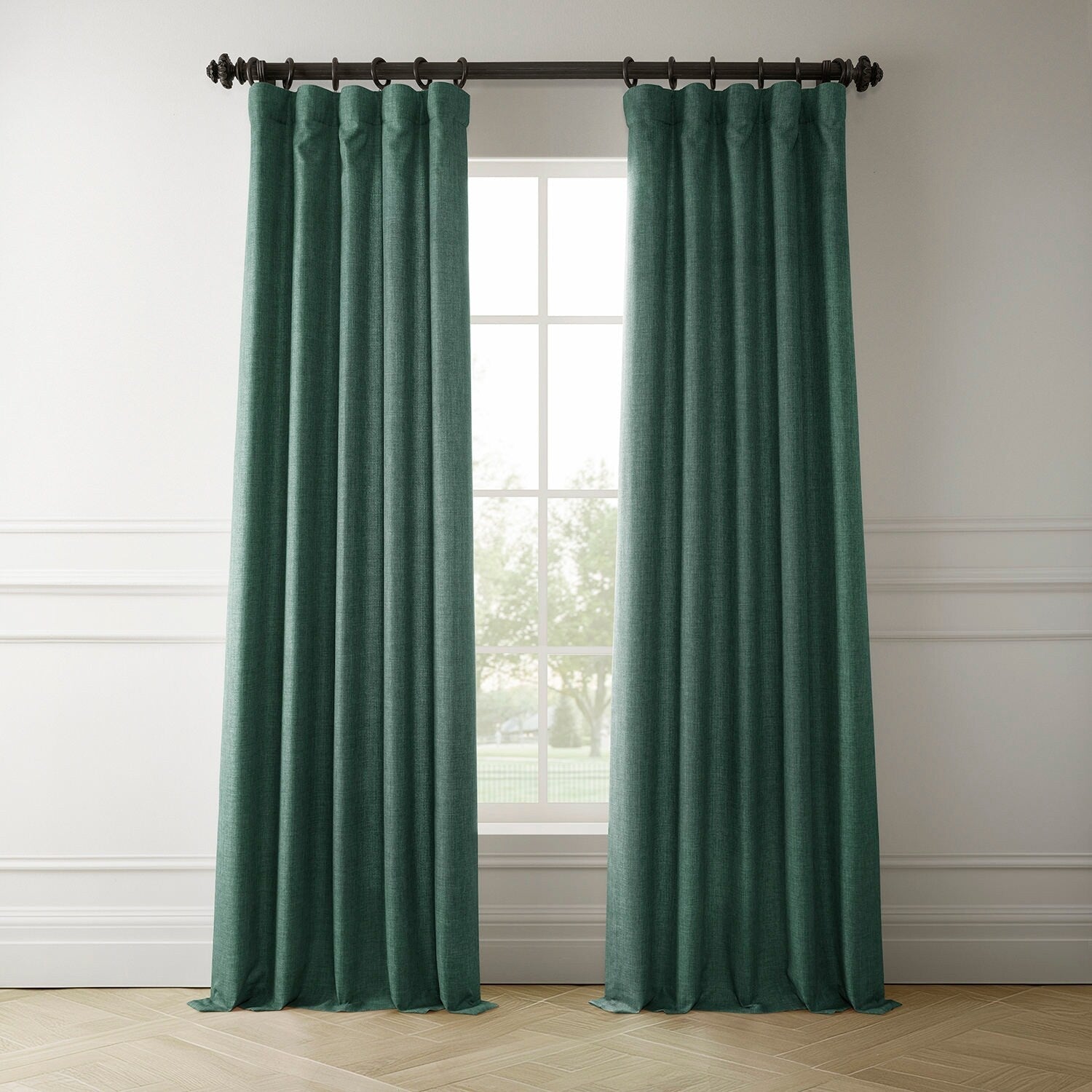 Rideaux occultants en faux lin italien Exclusive Fabrics pour chambre et salon - Rideaux de fenêtre à panneau unique
