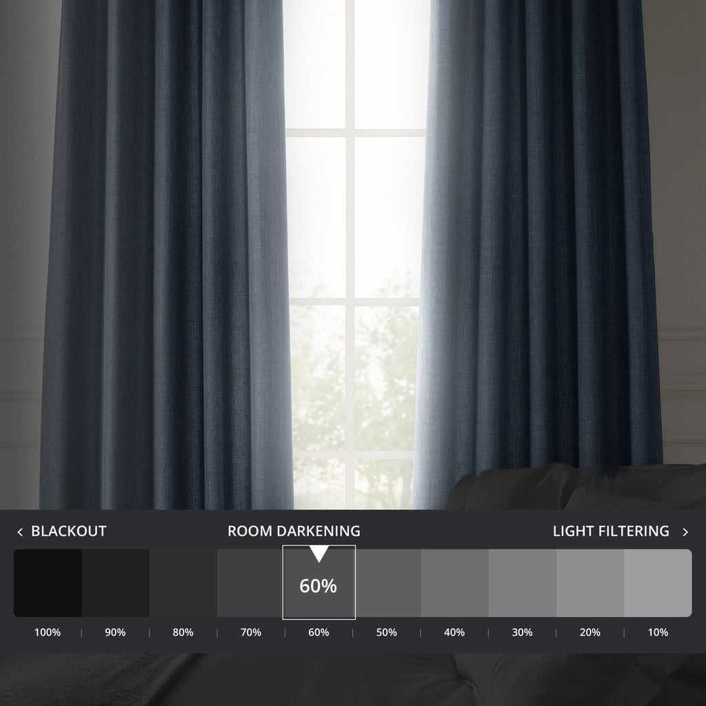 Rideaux occultants en faux lin italien Exclusive Fabrics pour chambre et salon - Rideaux de fenêtre à panneau unique