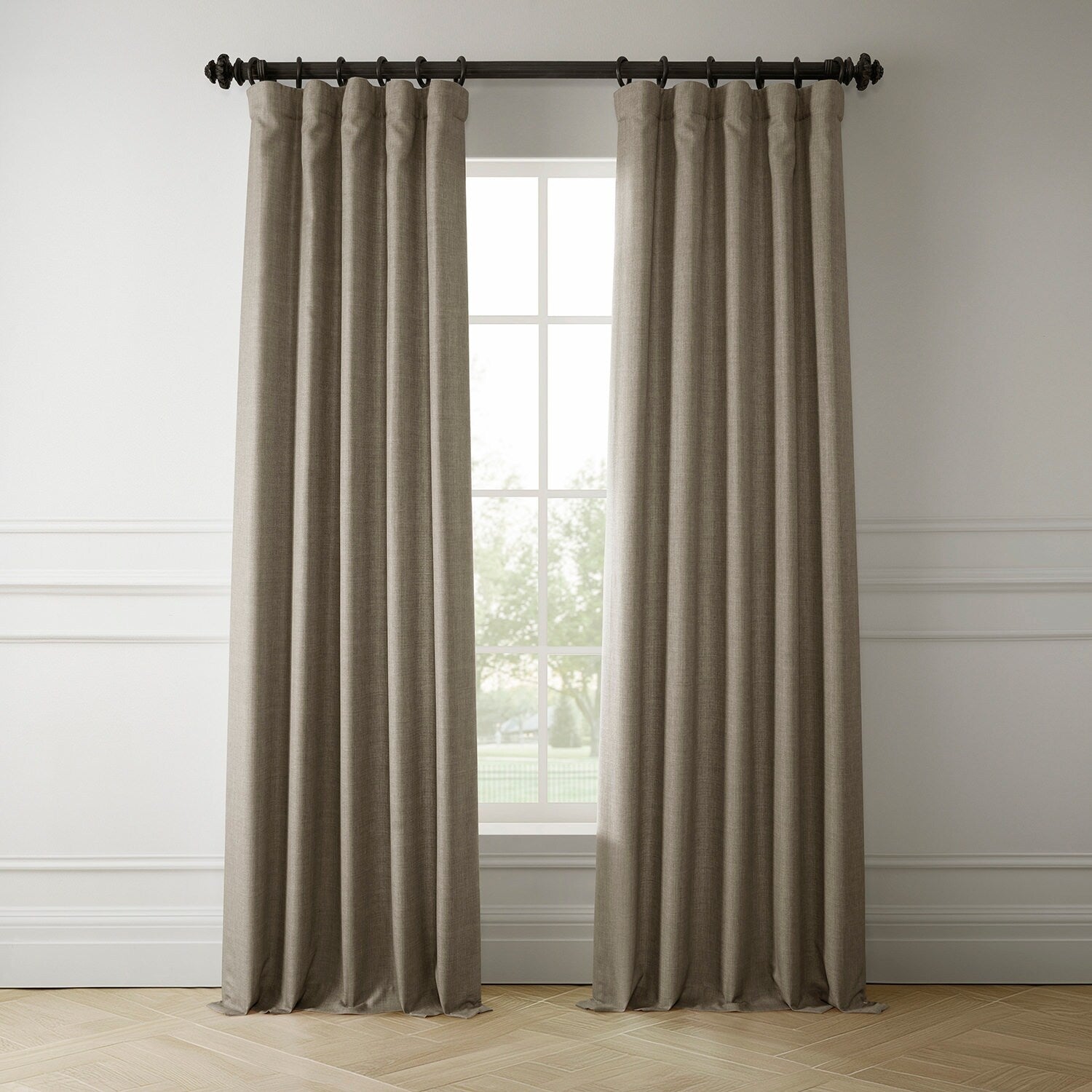 Rideaux occultants en faux lin italien Exclusive Fabrics pour chambre et salon - Rideaux de fenêtre à panneau unique