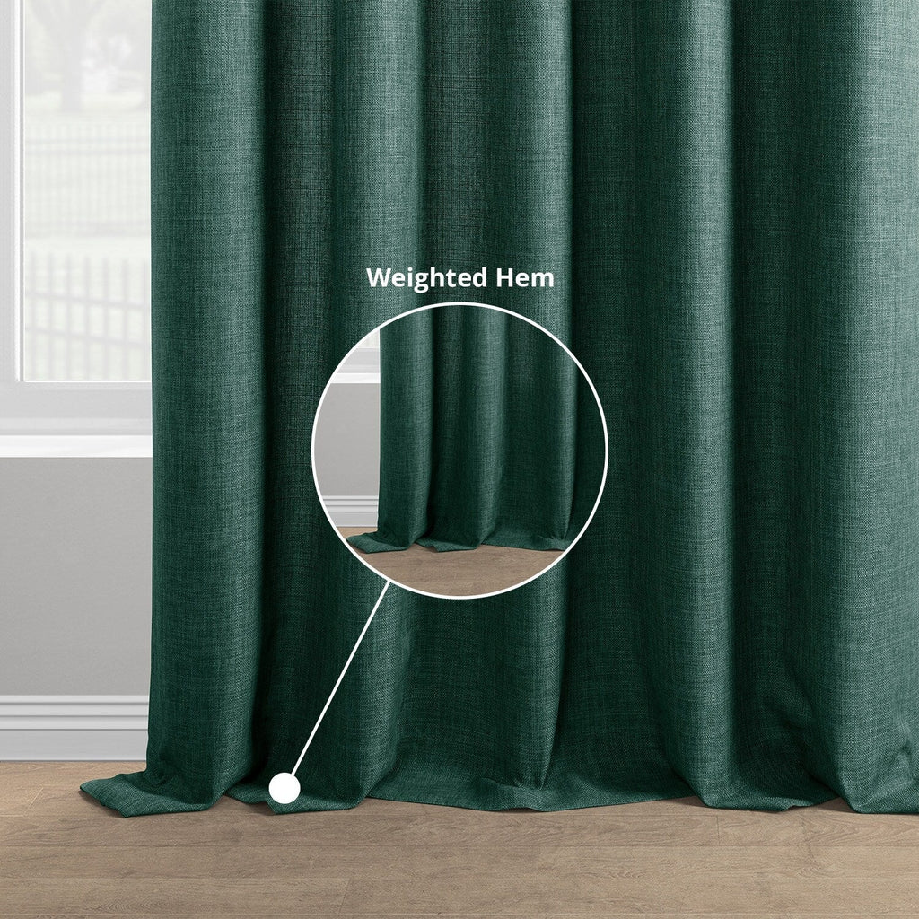 Rideaux occultants en faux lin italien Exclusive Fabrics pour chambre et salon - Rideaux de fenêtre à panneau unique