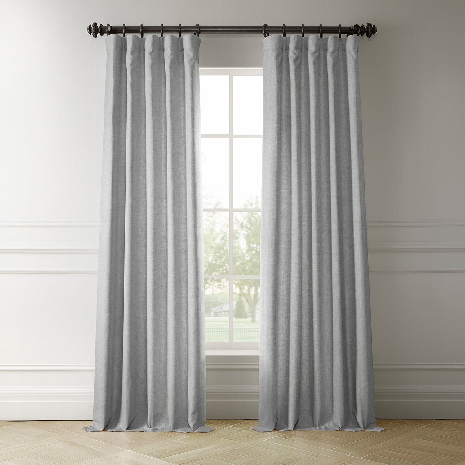 Rideaux occultants en faux lin italien Exclusive Fabrics pour chambre et salon - Rideaux de fenêtre à panneau unique