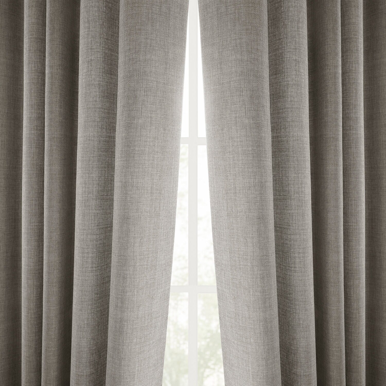 Rideaux occultants en faux lin italien Exclusive Fabrics pour chambre et salon - Rideaux de fenêtre à panneau unique