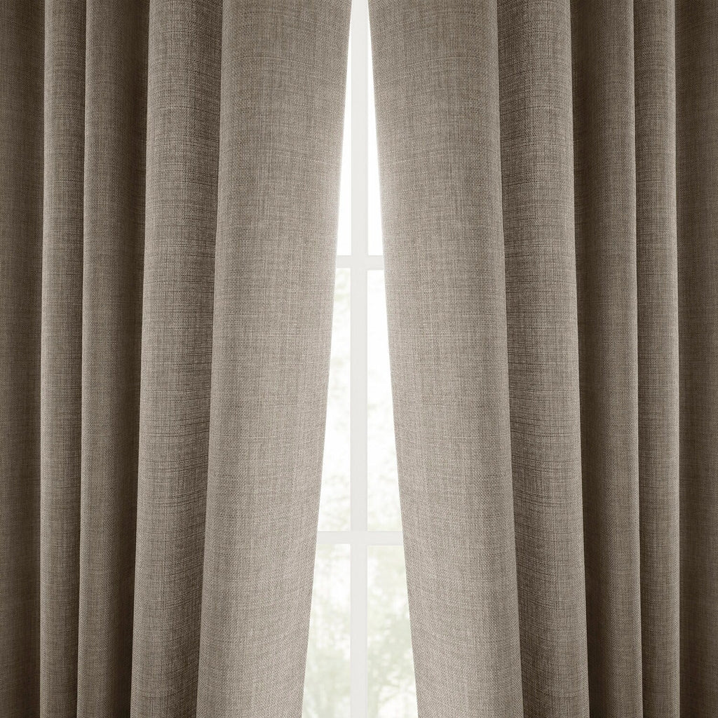 Rideaux occultants en faux lin italien Exclusive Fabrics pour chambre et salon - Rideaux de fenêtre à panneau unique