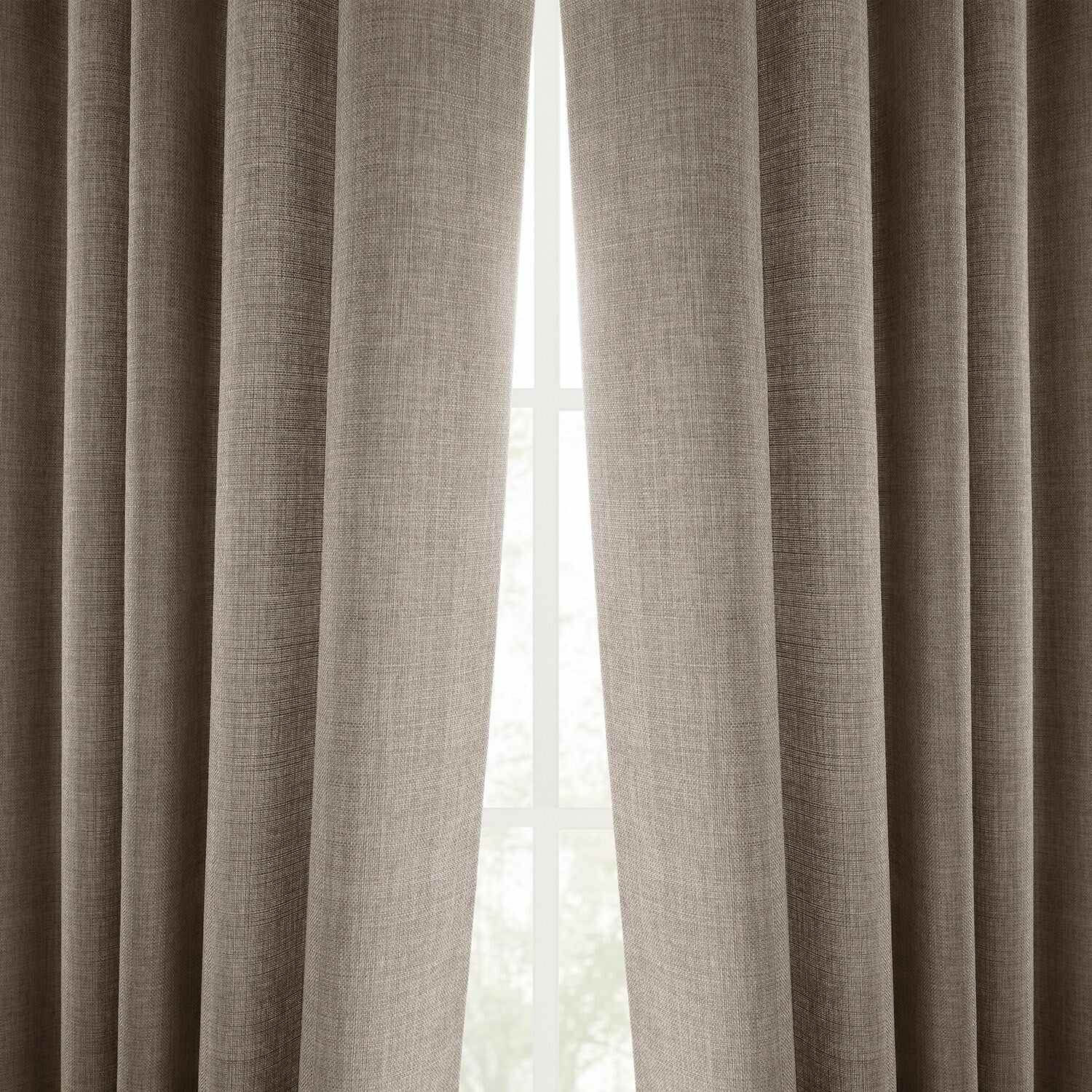 Rideaux occultants en faux lin italien Exclusive Fabrics pour chambre et salon - Rideaux de fenêtre à panneau unique