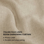 Rideaux occultants en faux lin italien Exclusive Fabrics pour chambre et salon - Rideaux de fenêtre à panneau unique