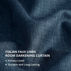 Rideaux occultants en faux lin italien Exclusive Fabrics pour chambre et salon - Rideaux de fenêtre à panneau unique