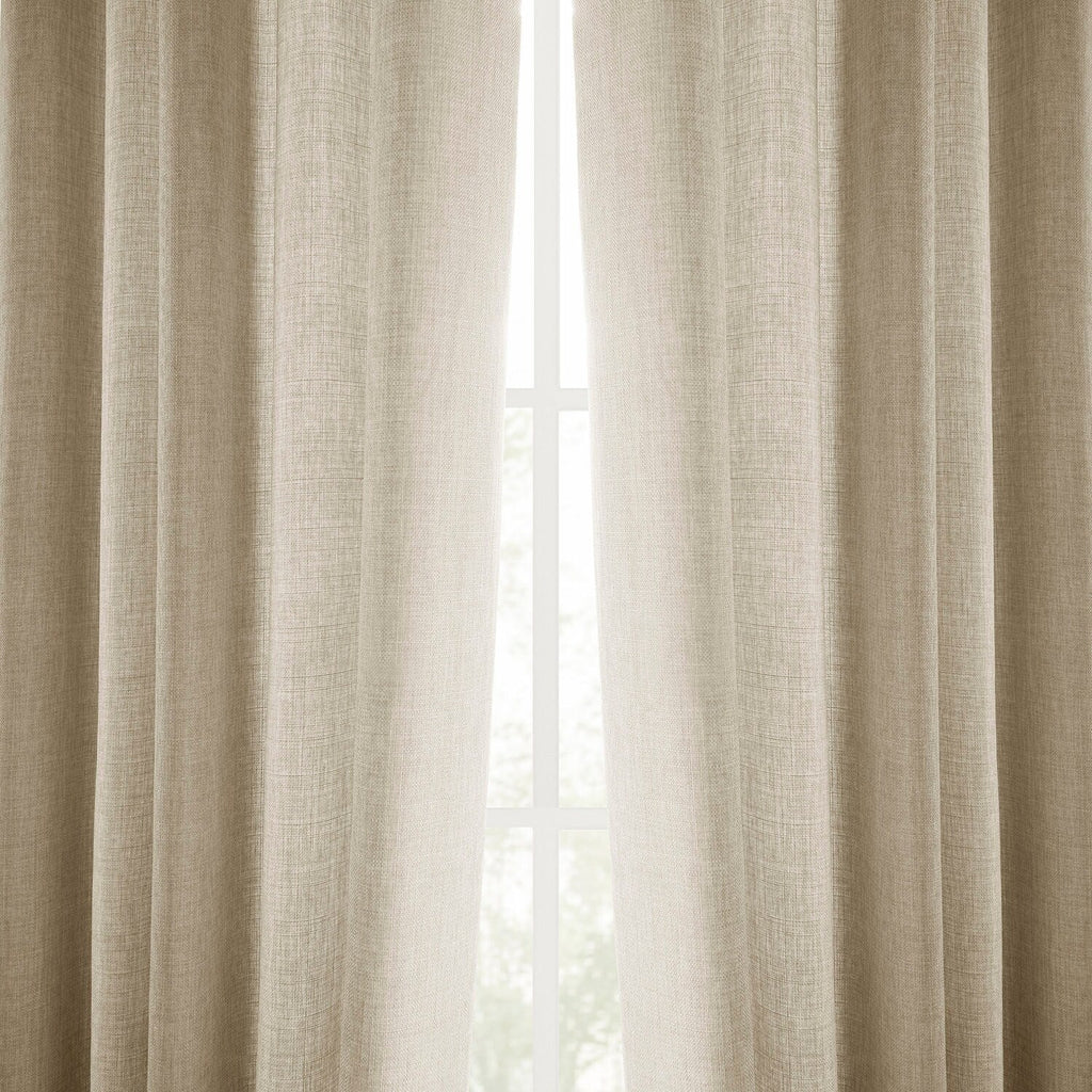 Rideaux occultants en faux lin italien Exclusive Fabrics pour chambre et salon - Rideaux de fenêtre à panneau unique