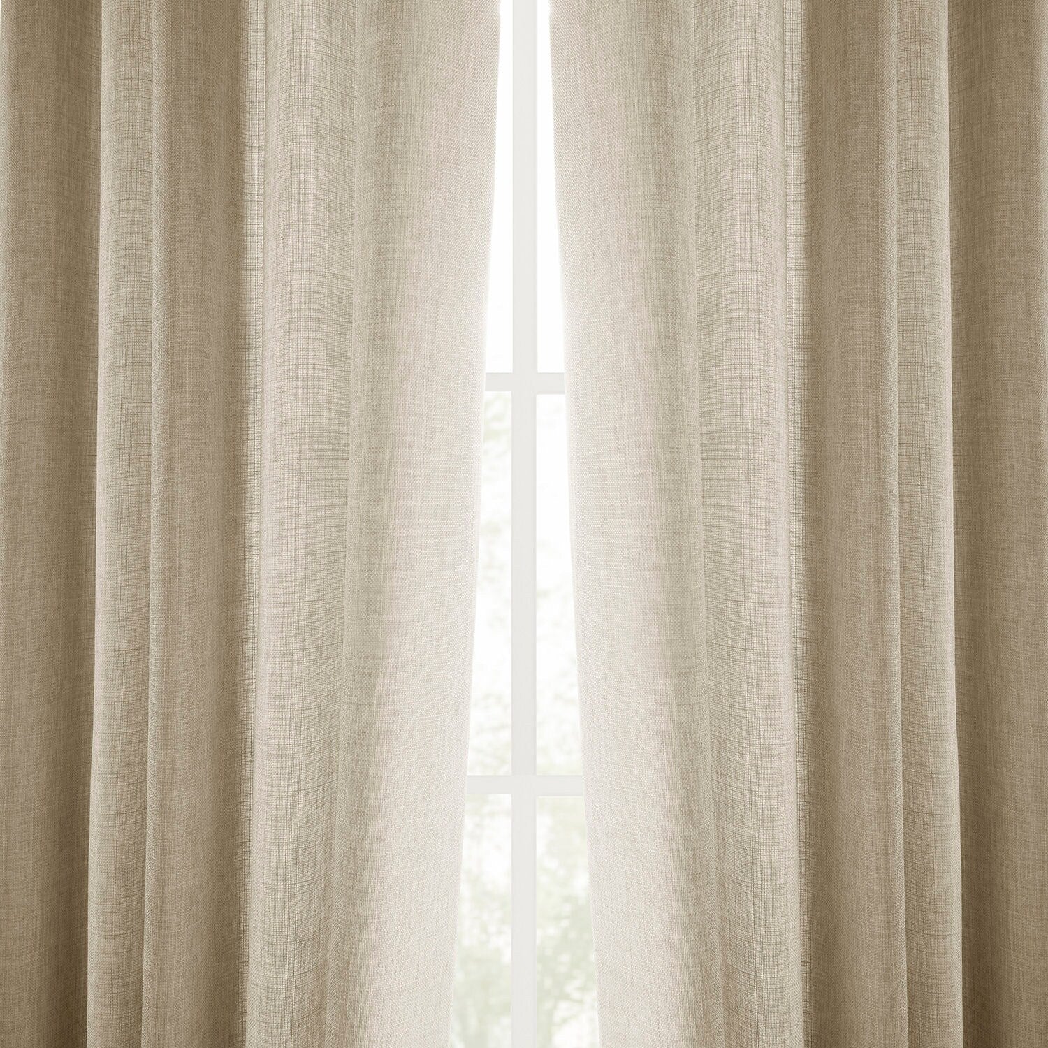 Rideaux occultants en faux lin italien Exclusive Fabrics pour chambre et salon - Rideaux de fenêtre à panneau unique