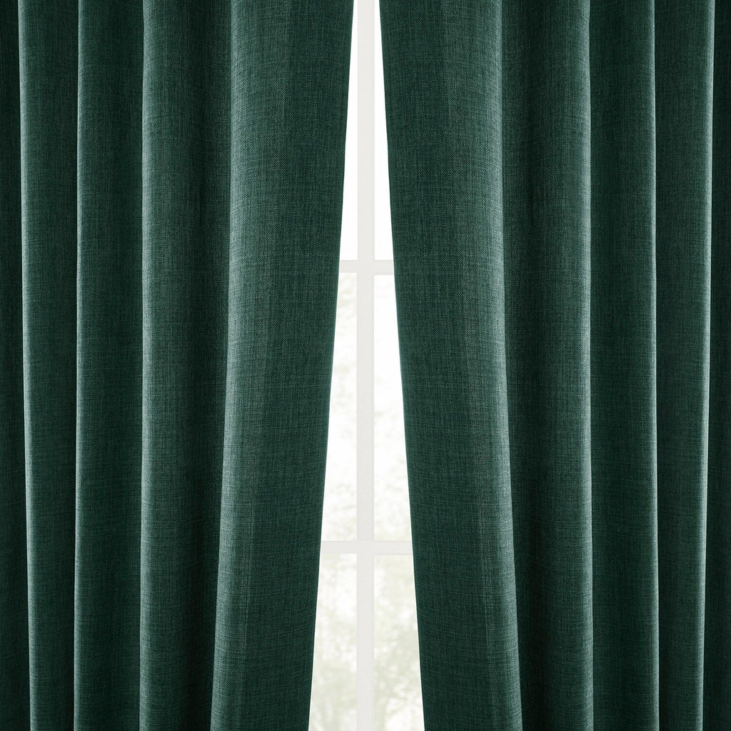 Rideaux occultants en faux lin italien Exclusive Fabrics pour chambre et salon - Rideaux de fenêtre à panneau unique
