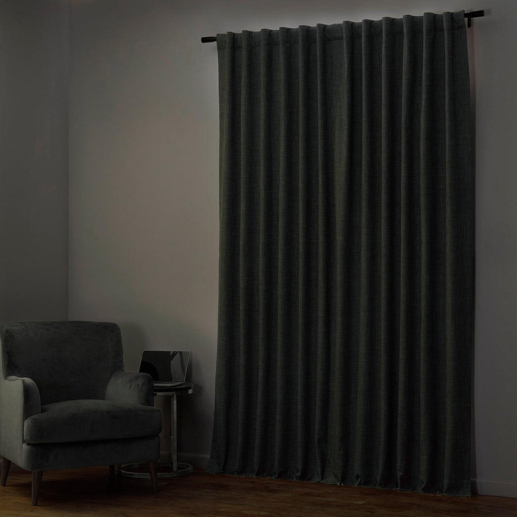 Rideaux occultants en lin extra larges et performants (1 panneau) de Exclusive Fabrics, rideaux de fenêtre à isolation thermique