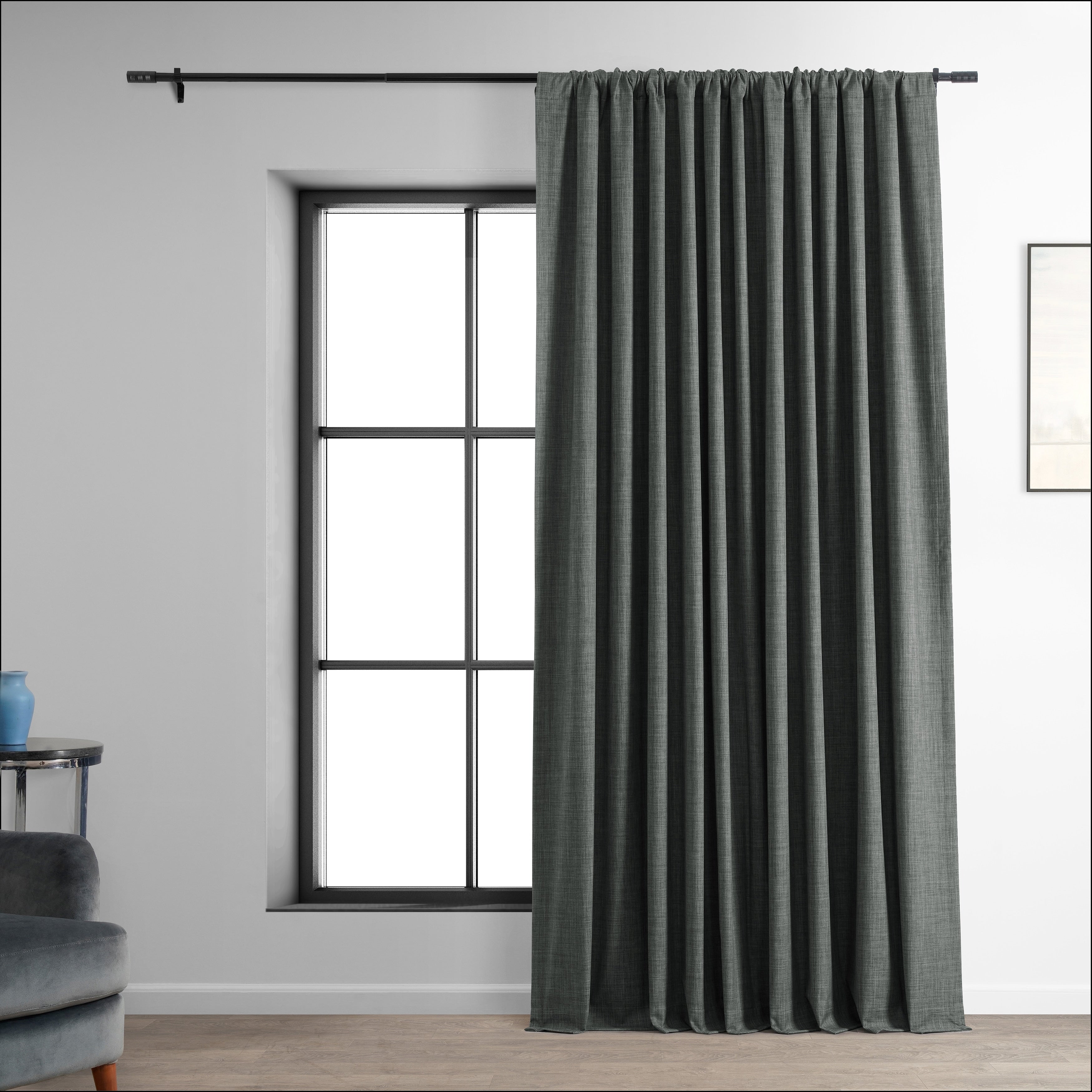 Rideaux occultants en lin extra larges et performants (1 panneau) de Exclusive Fabrics, rideaux de fenêtre à isolation thermique