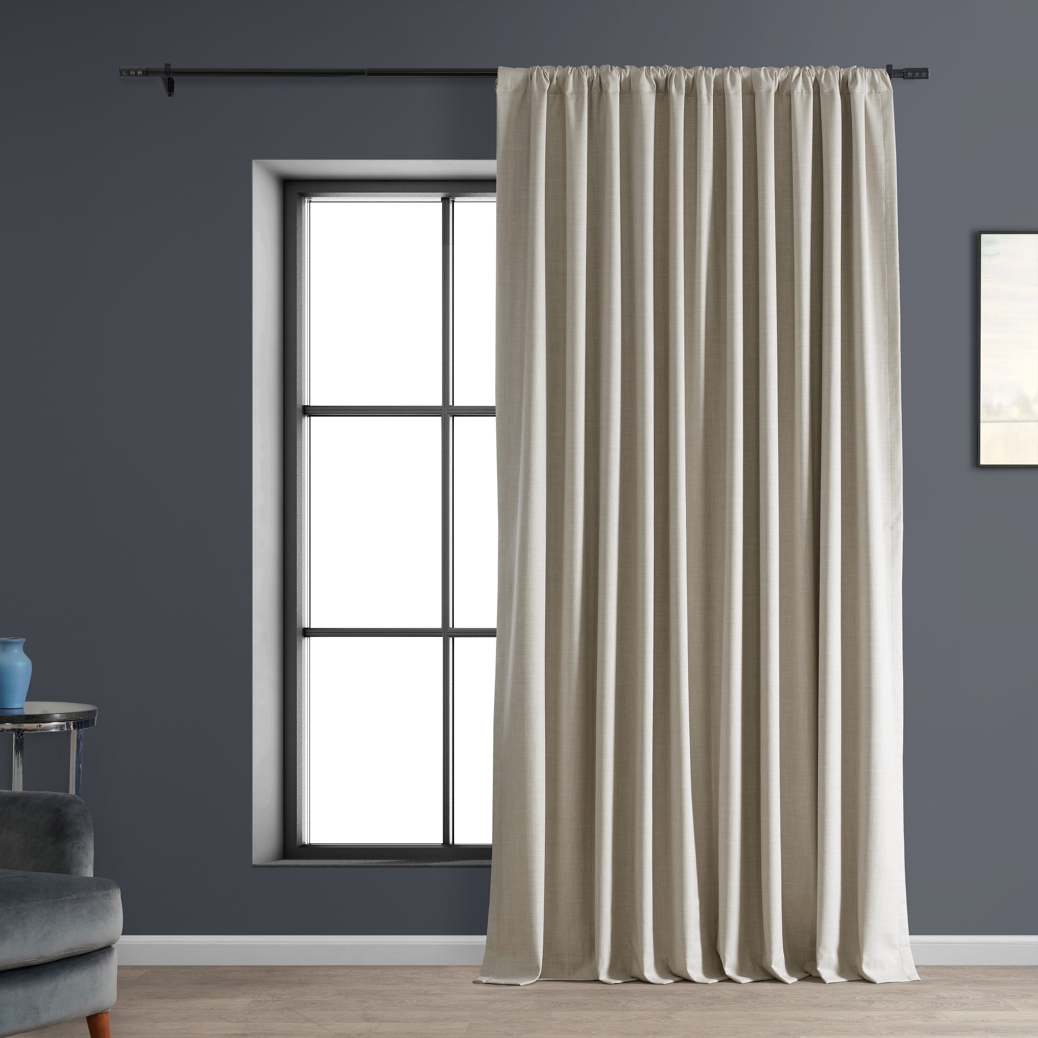 Rideaux occultants en lin extra larges et performants (1 panneau) de Exclusive Fabrics, rideaux de fenêtre à isolation thermique
