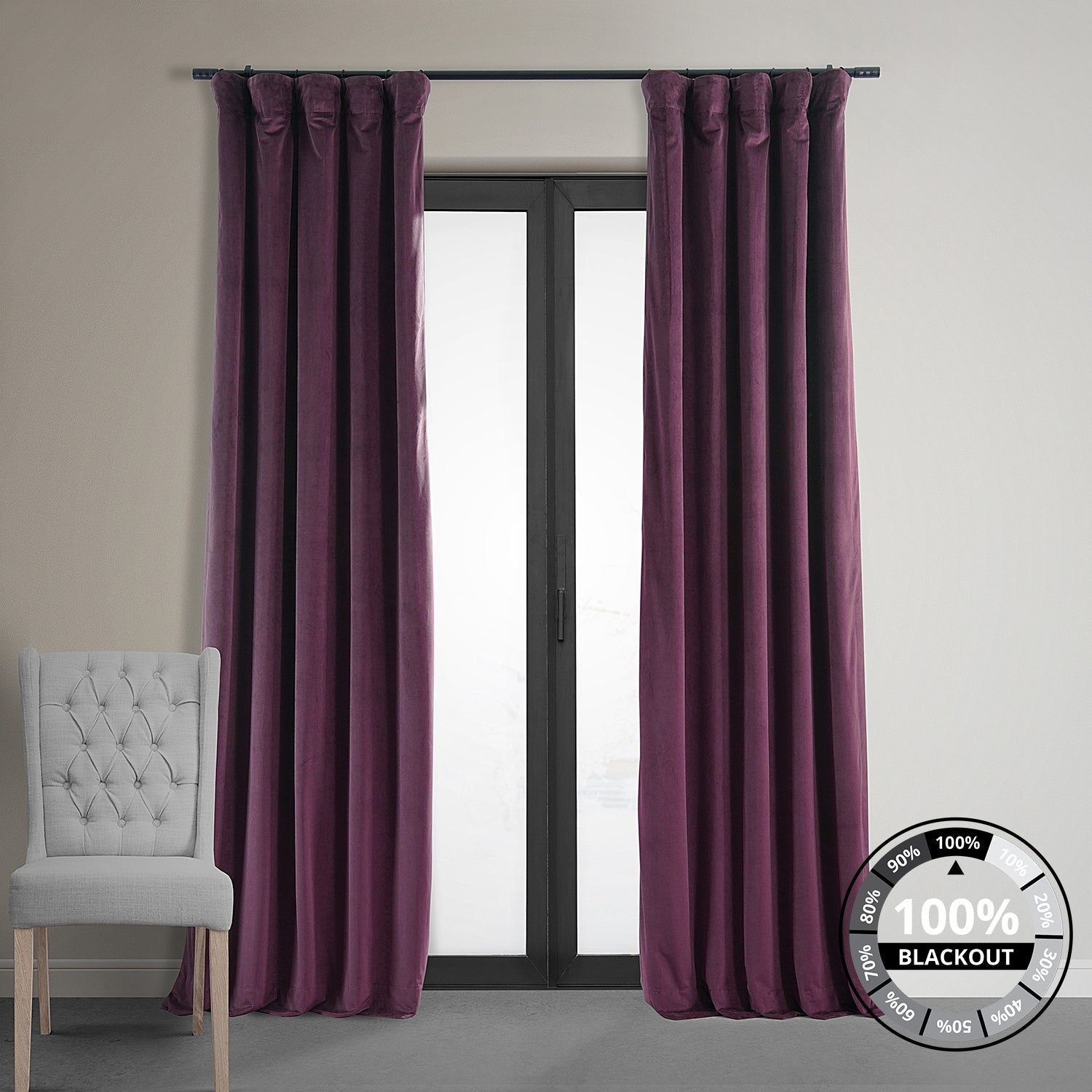 Rideau occultant en velours Signature Exclusive Fabrics (1 panneau)