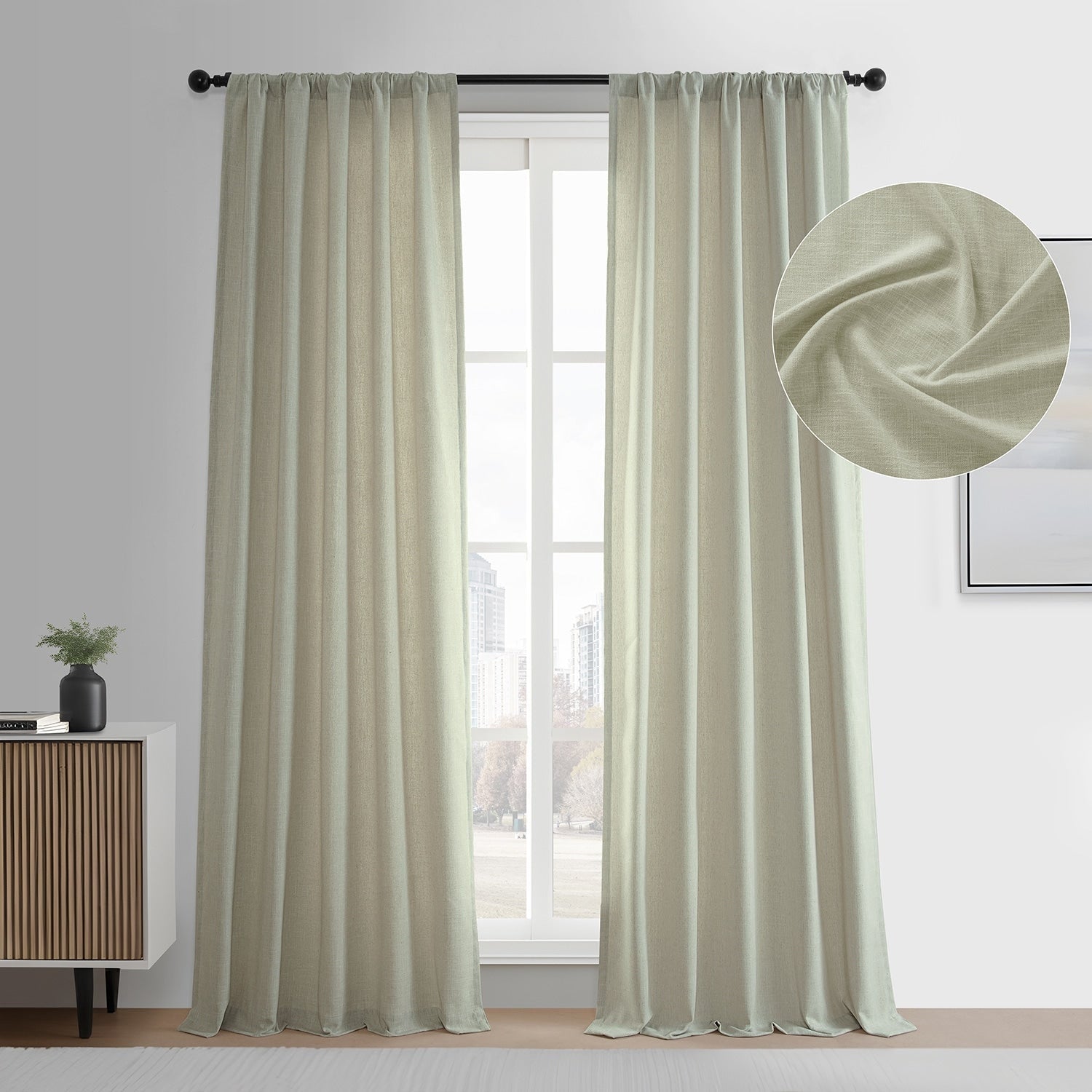 Rideaux en faux lin Exclusive Fabrics - 2 panneaux - Rideaux de fenêtre filtrant la lumière