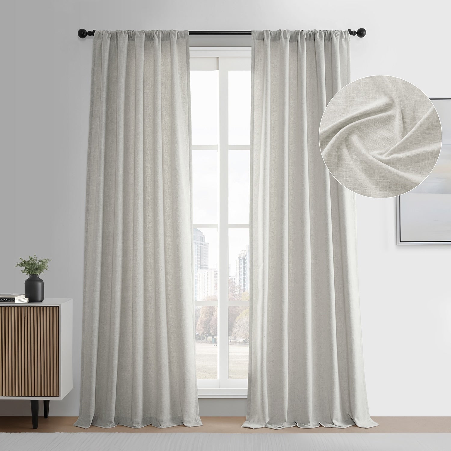 Rideaux en faux lin Exclusive Fabrics - 2 panneaux - Rideaux de fenêtre filtrant la lumière