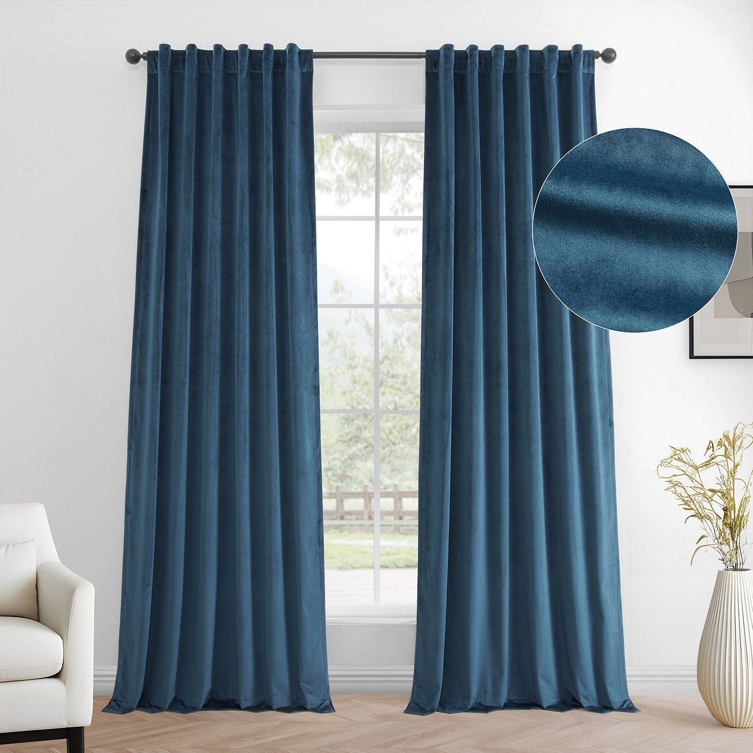 Rideaux occultants en velours Simply Velvet de Exclusive Fabrics, lot de 2 panneaux – Rideaux de fenêtre en velours pour salon et chambre