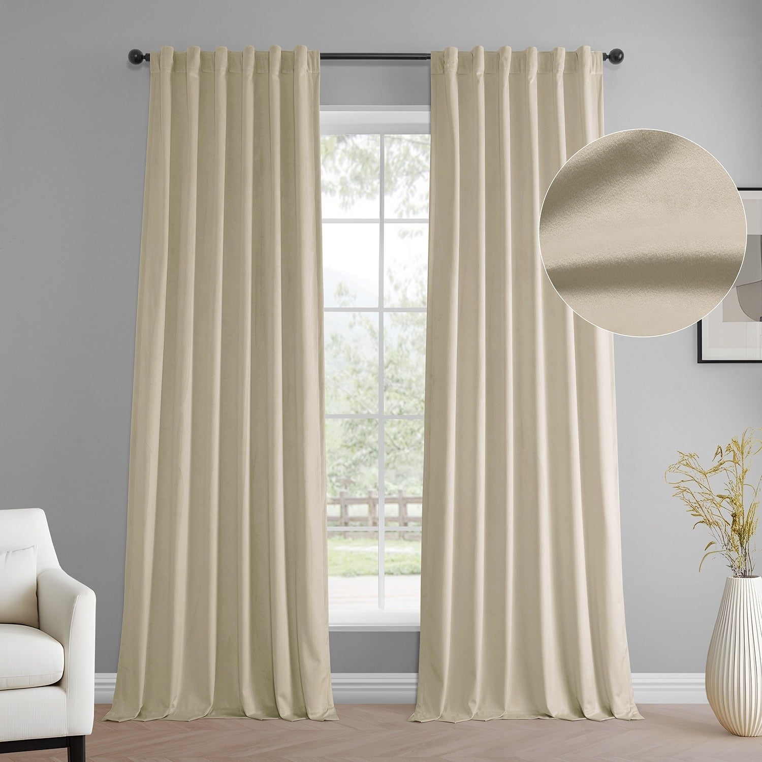 Rideaux occultants en velours Simply Velvet de Exclusive Fabrics, lot de 2 panneaux – Rideaux de fenêtre en velours pour salon et chambre