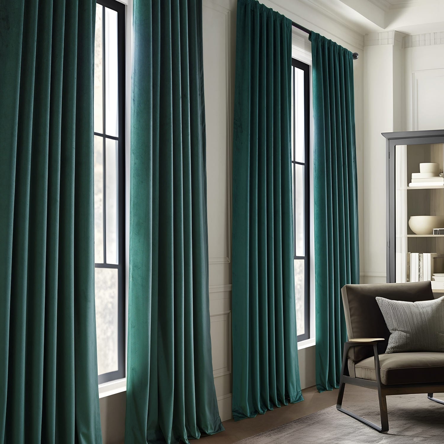 Rideaux occultants en velours Simply Velvet de Exclusive Fabrics, lot de 2 panneaux – Rideaux de fenêtre en velours pour salon et chambre
