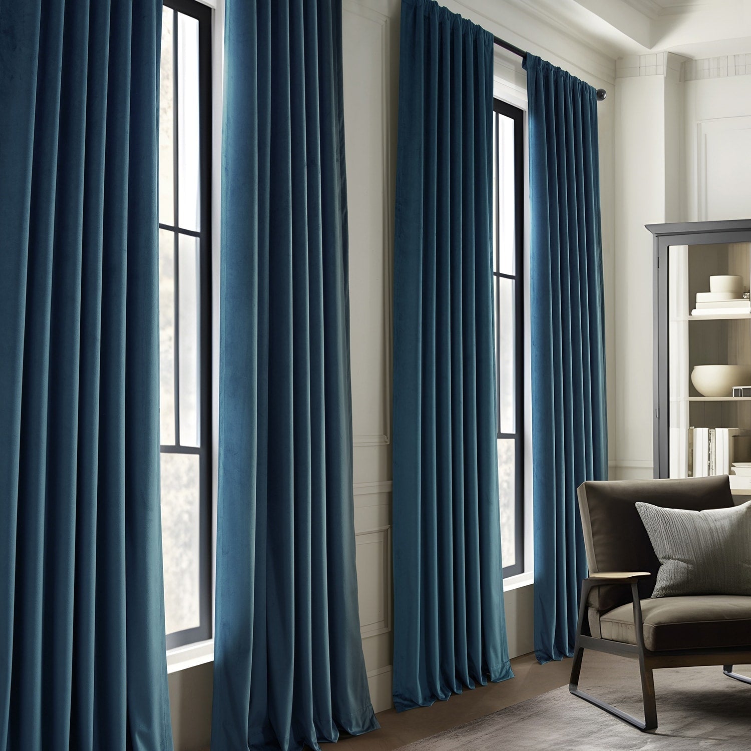 Rideaux occultants en velours Simply Velvet de Exclusive Fabrics, lot de 2 panneaux – Rideaux de fenêtre en velours pour salon et chambre