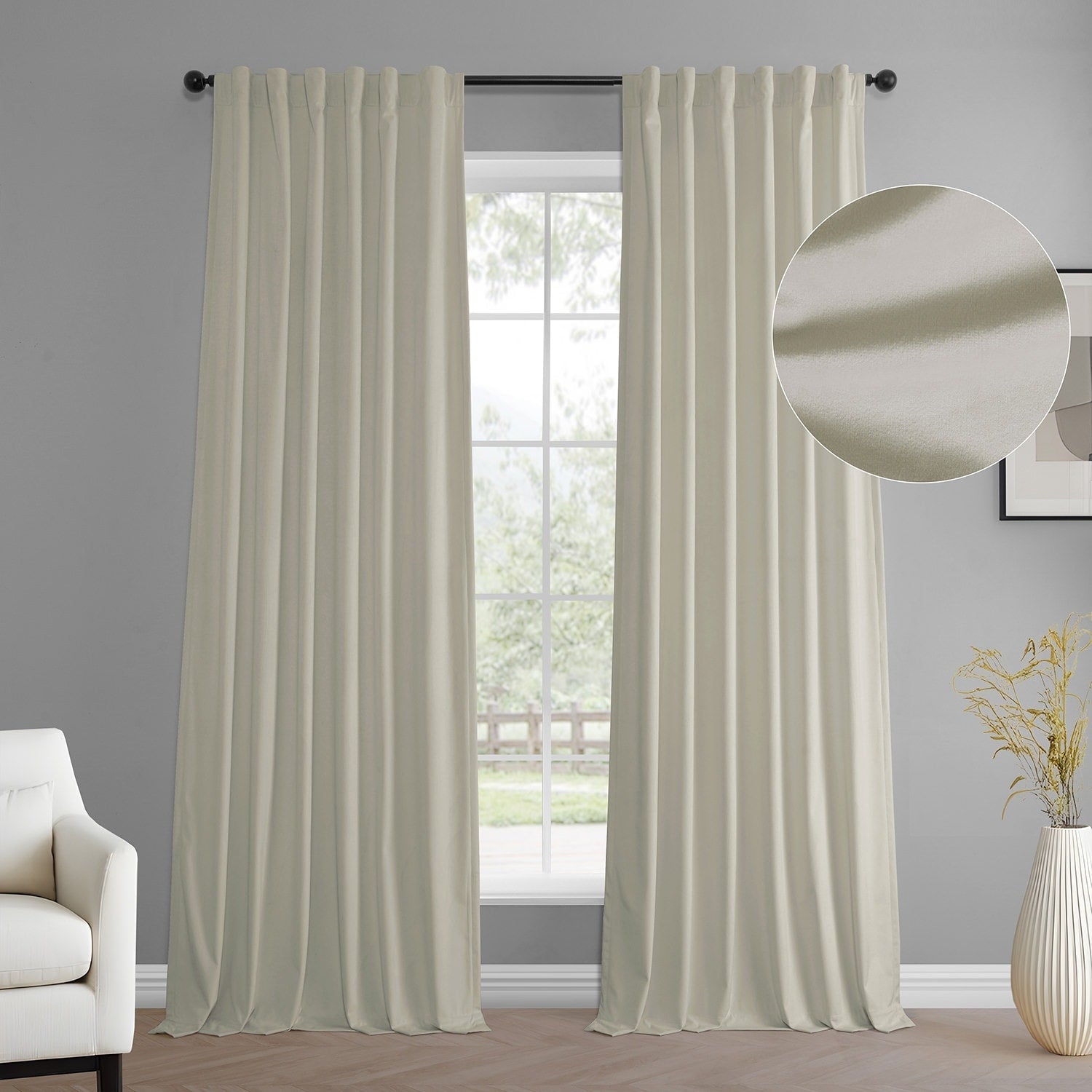 Rideaux occultants en velours Simply Velvet de Exclusive Fabrics, lot de 2 panneaux – Rideaux de fenêtre en velours pour salon et chambre