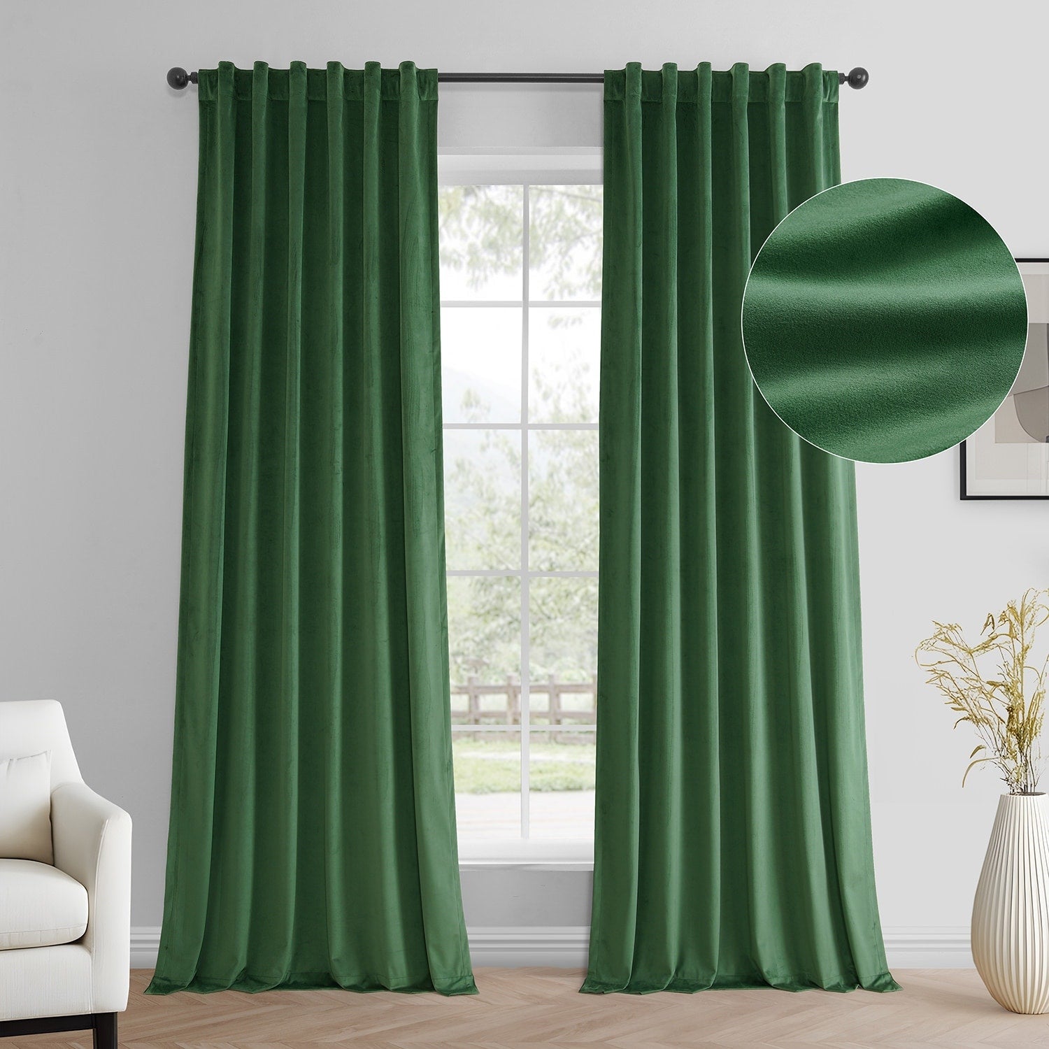 Rideaux occultants en velours Simply Velvet de Exclusive Fabrics, lot de 2 panneaux – Rideaux de fenêtre en velours pour salon et chambre