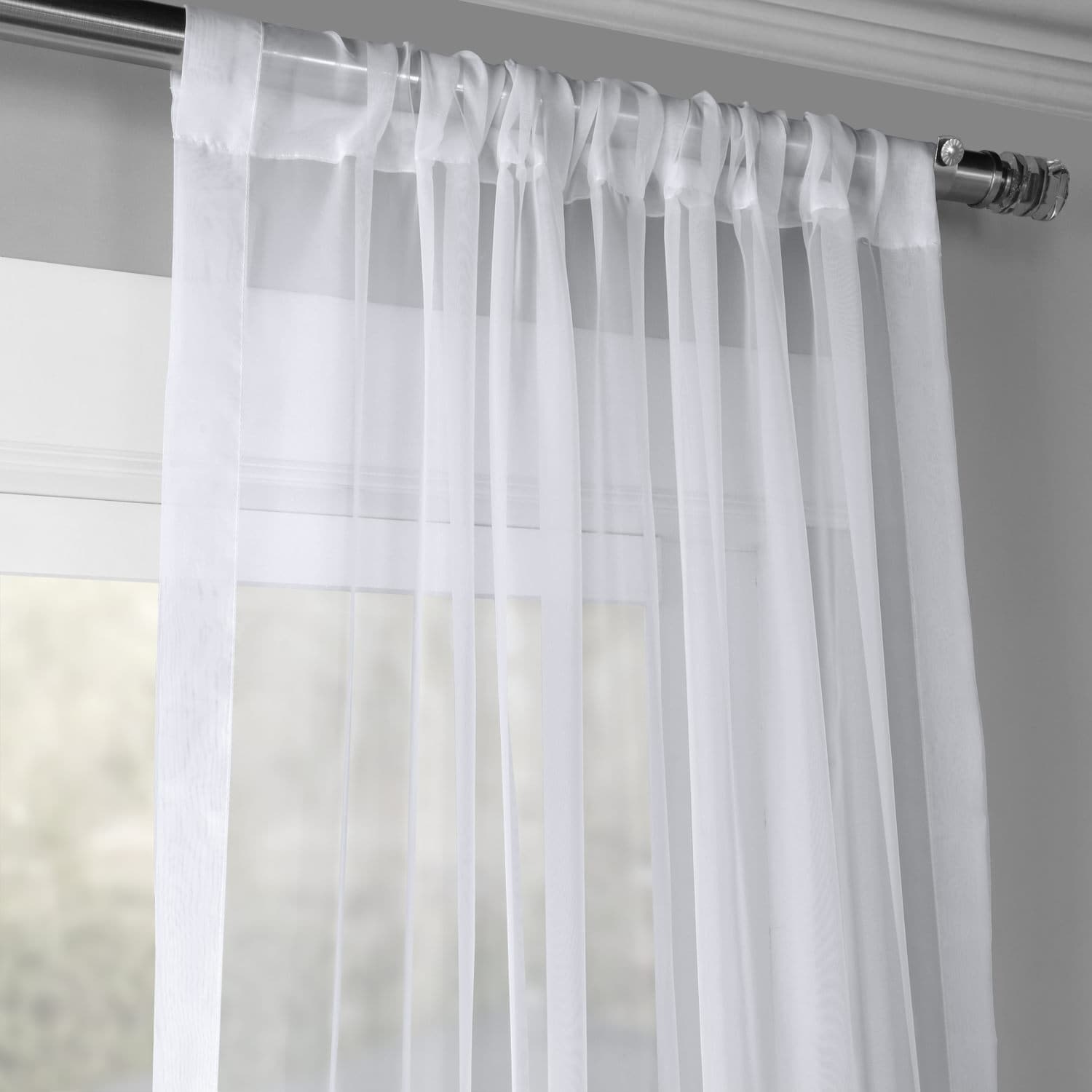 Paire de rideaux transparents en voile poly blanc Exclusive Fabrics (2 panneaux)