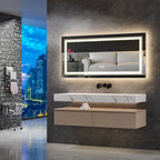 Miroir de salle de bain extra large avec éclairage LED, antibuée, 3 couleurs