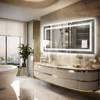 Miroir de salle de bain extra large avec éclairage LED, antibuée, 3 couleurs