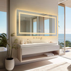 Miroir de salle de bain extra large avec éclairage LED, antibuée, 3 couleurs