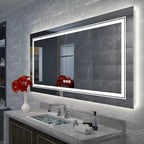 Miroir de salle de bain extra large avec éclairage LED, antibuée, 3 couleurs