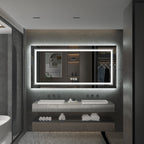 Miroir de salle de bain extra large avec éclairage LED, antibuée, 3 couleurs