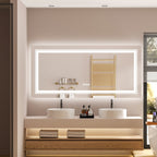 Miroir de salle de bain extra large avec éclairage LED, antibuée, 3 couleurs