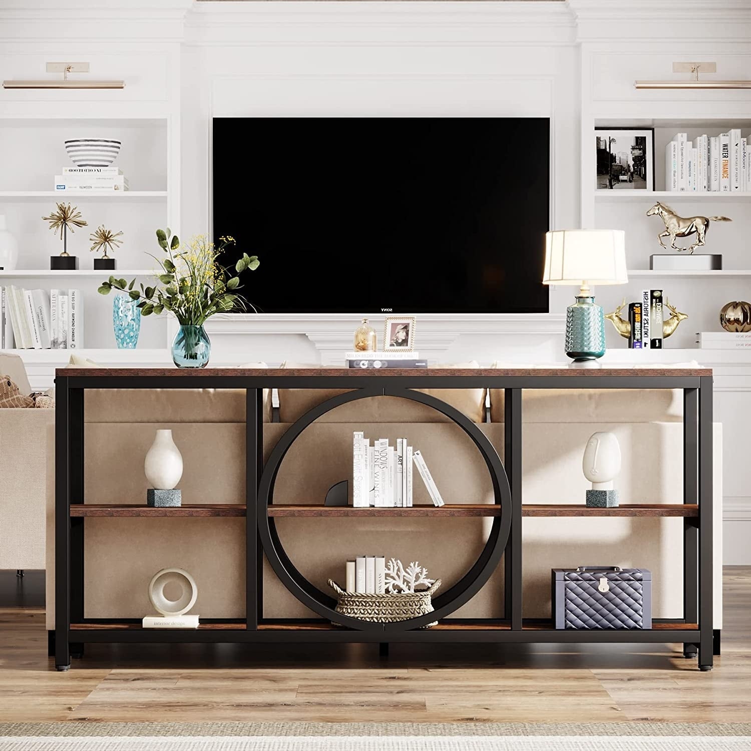 Table console extra longue de 70,9 pouces, tables de canapé étroites