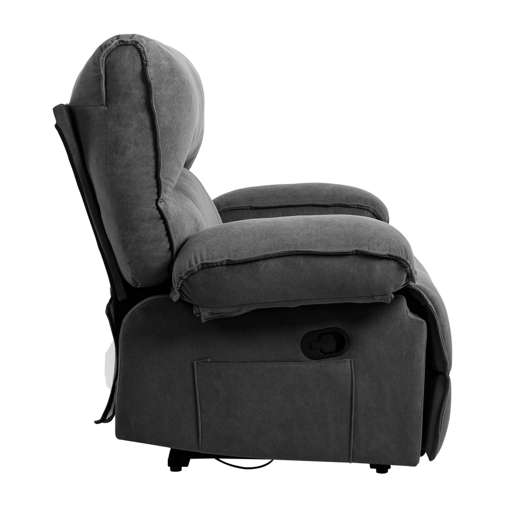 Fauteuil inclinable extra large avec coussin chauffant et massant, revêtement en polaire douce