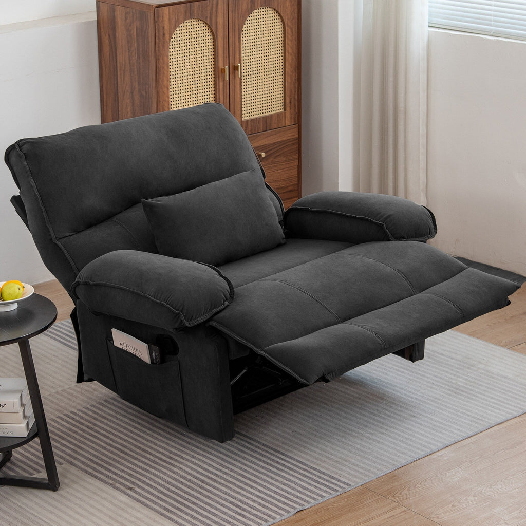 Fauteuil inclinable extra large avec coussin chauffant et massant, revêtement en polaire douce