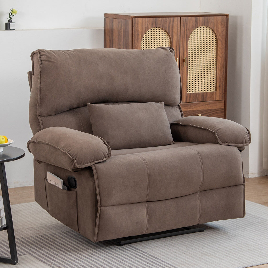 Fauteuil inclinable extra large avec coussin chauffant et massant, revêtement en polaire douce