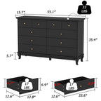 Commode double blanche à 10 tiroirs pour chambre à coucher, grand espace de rangement
