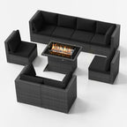 FINCATI Ensemble de canapés de conversation sectionnels à dossier haut extra large de 9 pièces avec table de foyer