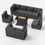 FINCATI Ensemble de canapés de conversation sectionnels à dossier haut extra large de 9 pièces avec table de foyer