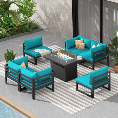 Ensemble de canapés d'angle de conversation en aluminium FINCATI pour patio extérieur