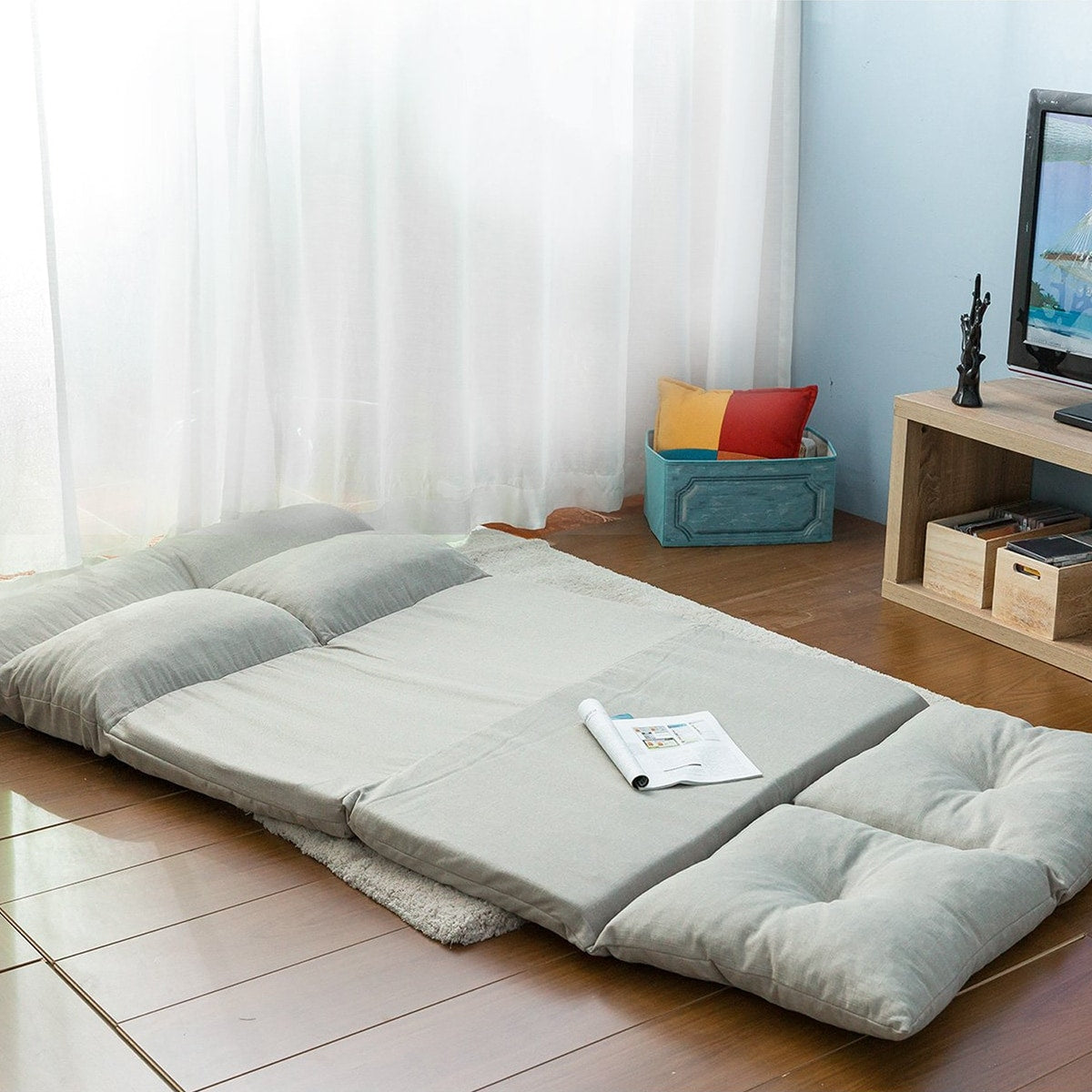 Canapé de sol pliant en tissu avec chaise longue
